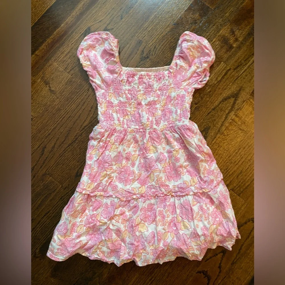 Jumping Beans- 2pc set Girls Pink Floral Smocked Sundress blue pink floral 4T
